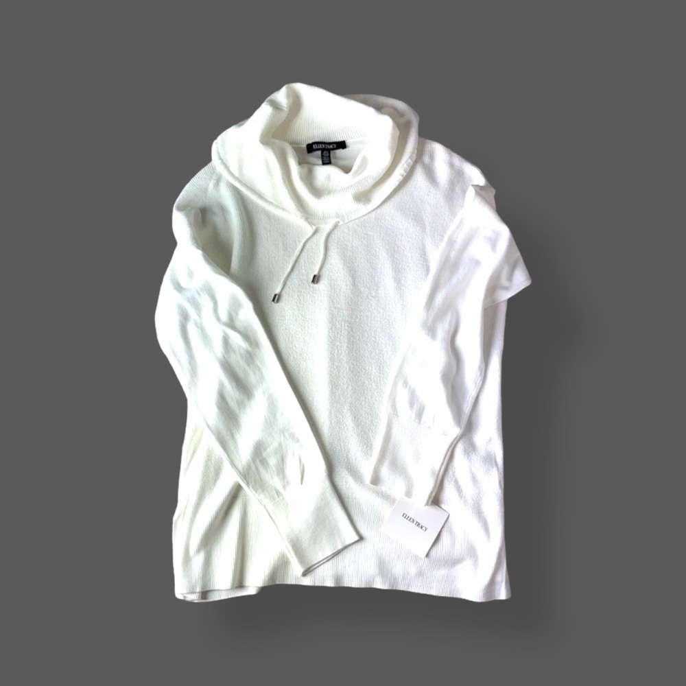 Ellen Tracy White Cowl Neck Top